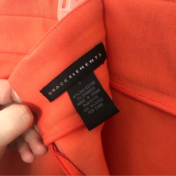 Orange Midi Pencil Skirt - Picture 6 of 7